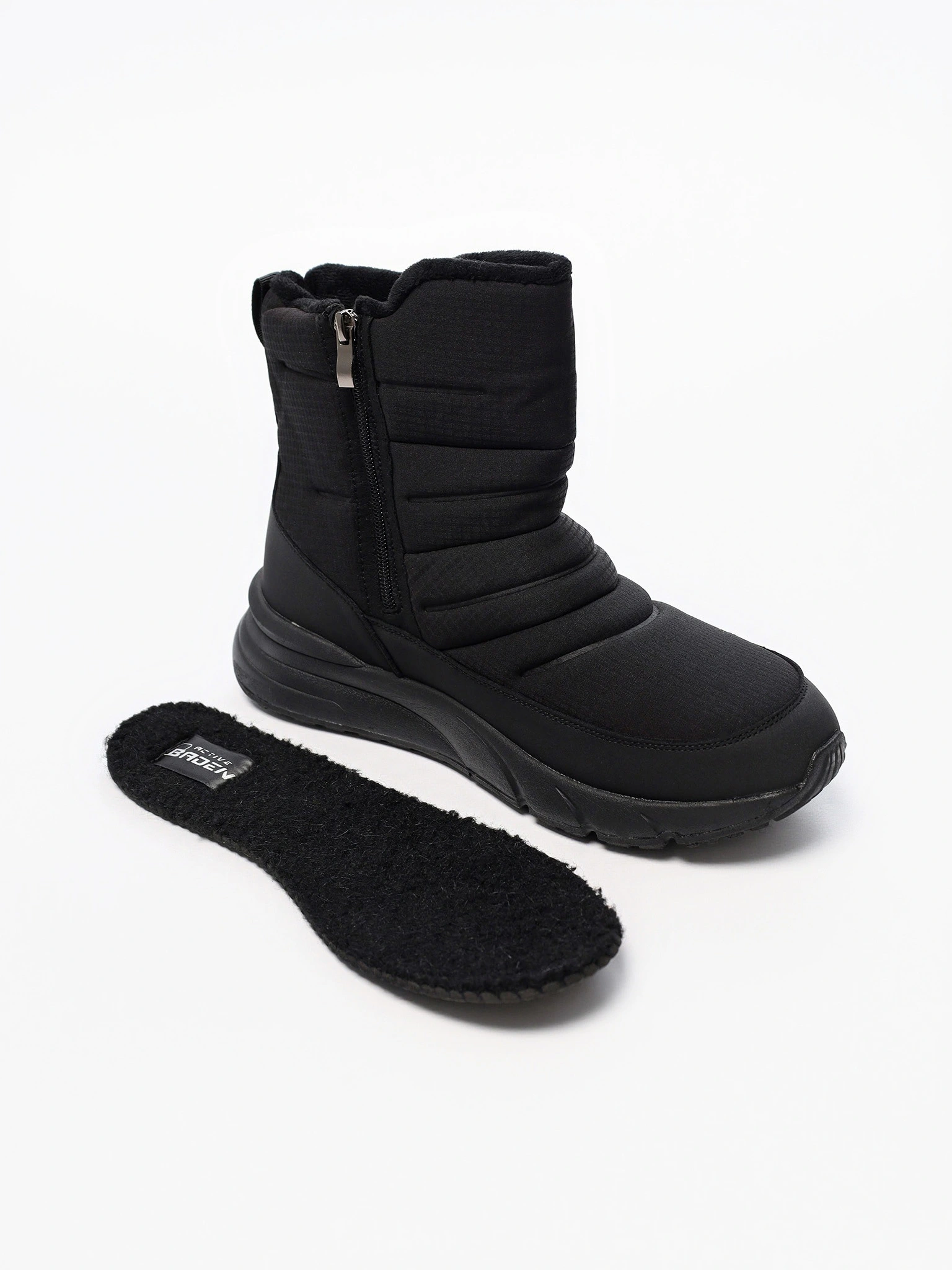 Дутики черного цвета на средней подошве